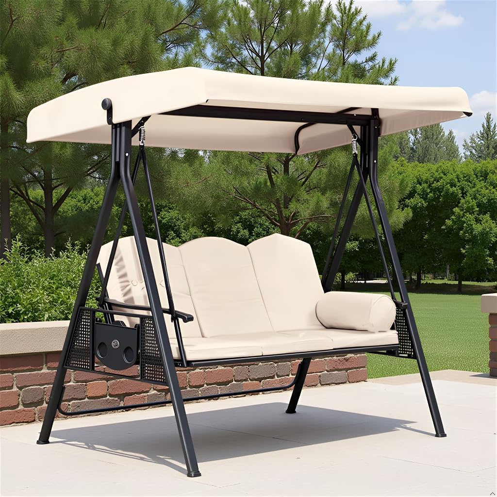 Baldacchino di ricambio per dondolo da giardino a 3 posti, impermeabile, anti-UV, per portico e relax estivo (colore caffè)