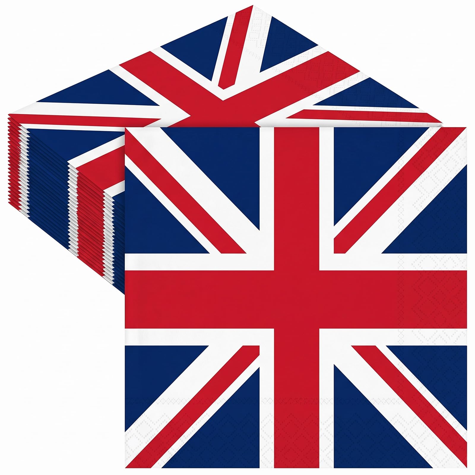 40 Pcs Union Jack Napkins, British Flag Paper Serviettes, Red White and Blue Party Decorations Tableware Supplies for England Street Party & Royal Celebrations