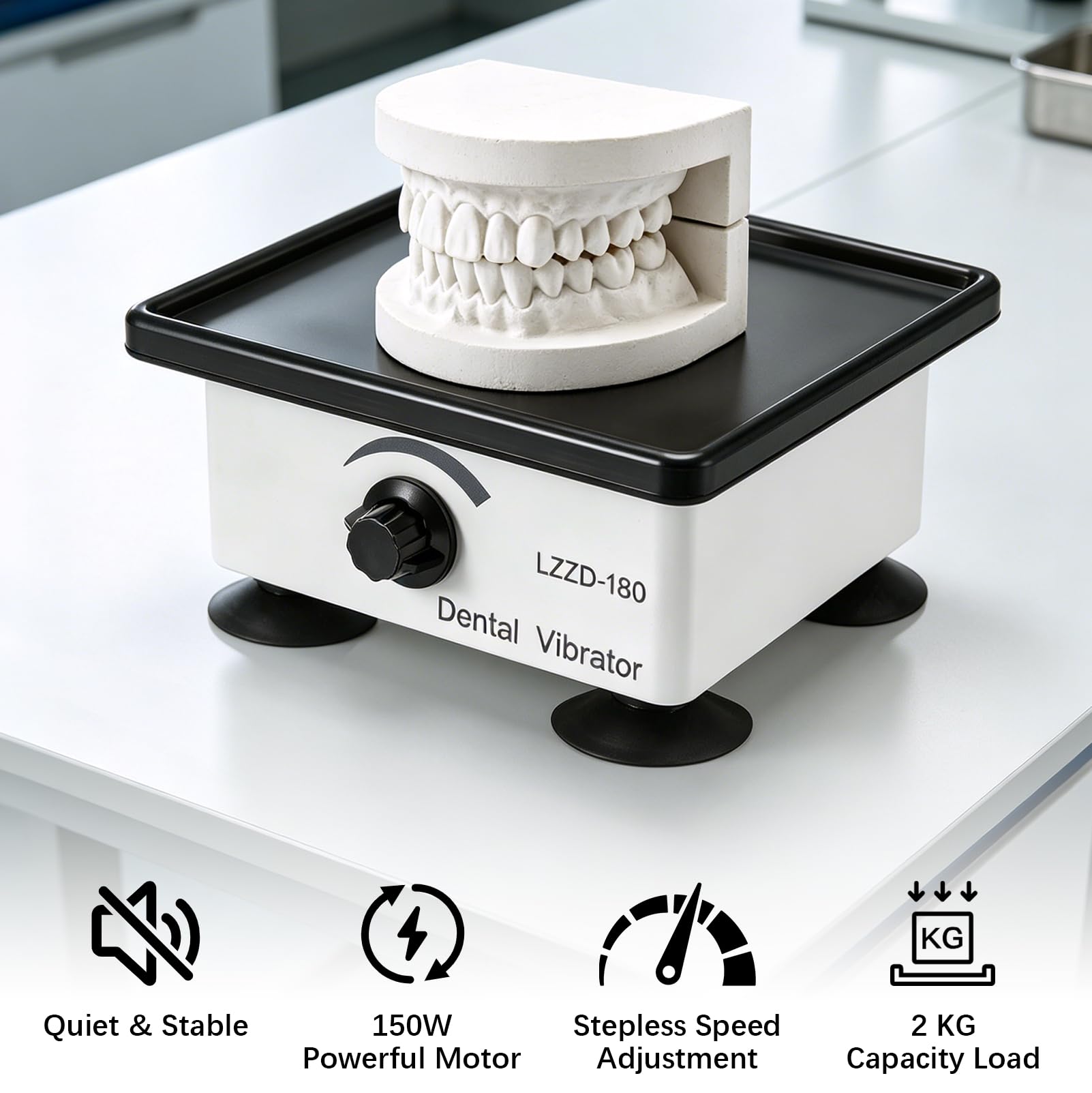 Oscilador Dental, Placa Vibratoria Eléctrica de 150 W para Yeso | Control de Velocidad Continuo, Capacidad de Carga de 2 kg, para Mezclar Yeso y Realizar Moldes