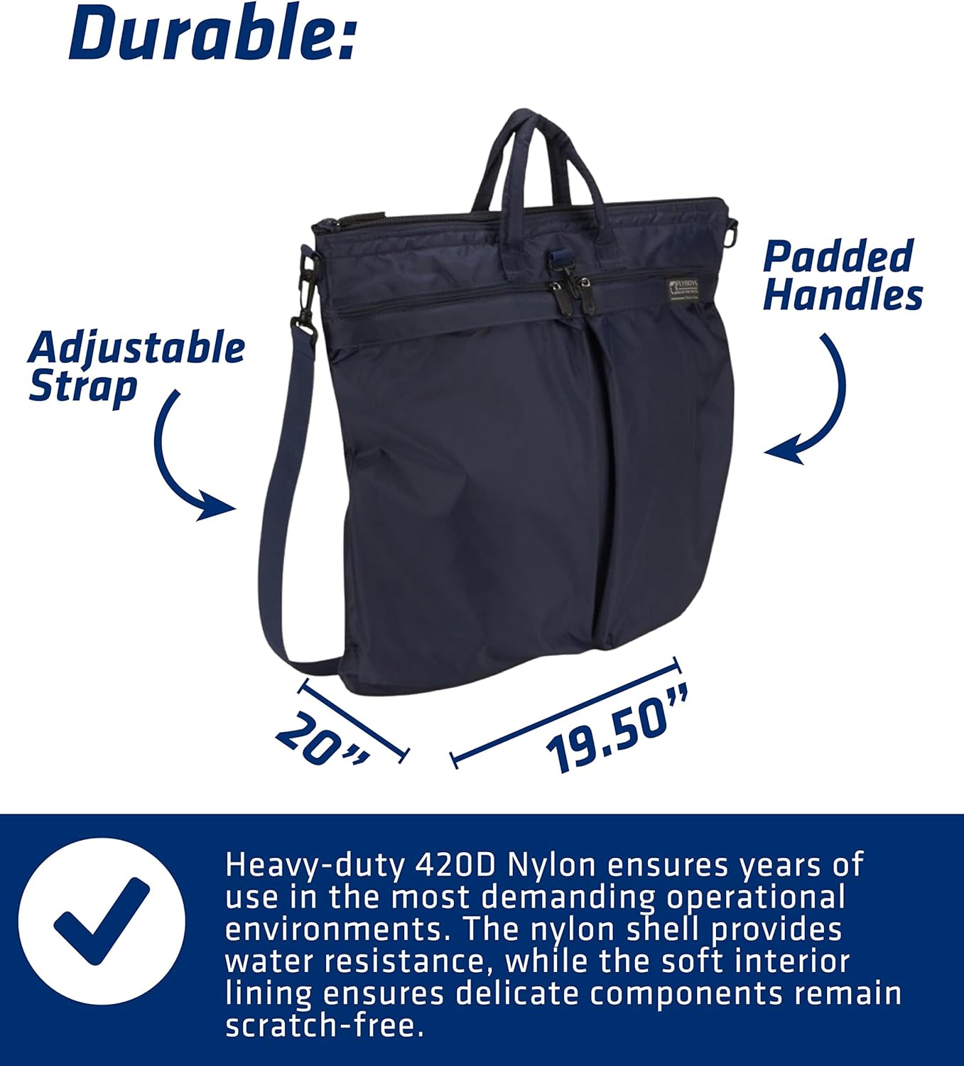 FlyBoys - Jumbo Helmet Bag - Ultra-Durable - Maximum Protection - Shock Absorption - Water Resistant - 7 Storage Pockets - Padded Handles - FOD Prevention - Black - Image 3