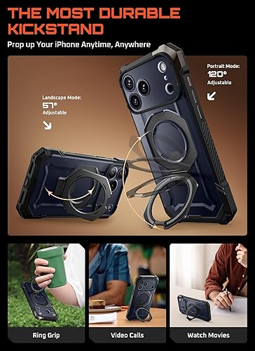 Miniatura 4 de SUPCASE Funda para iPhone 17 Pro Max con soporte (agarre de unicornio escarabajo), cubierta de control de cámara, compatible con MagSafe, protección