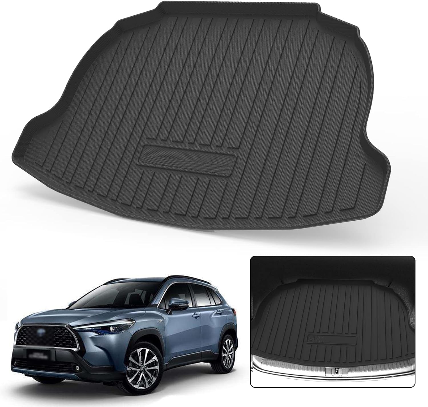 Cargo Liner for Toyota Corolla Cross 2022-2025(Fits Models Without JBL Subwoofer in Cargo Area) - All Weather Heavy Duty Waterproof Rear Cargo Tray Trunk Floor Mat(Not Fit Toyota Corolla)