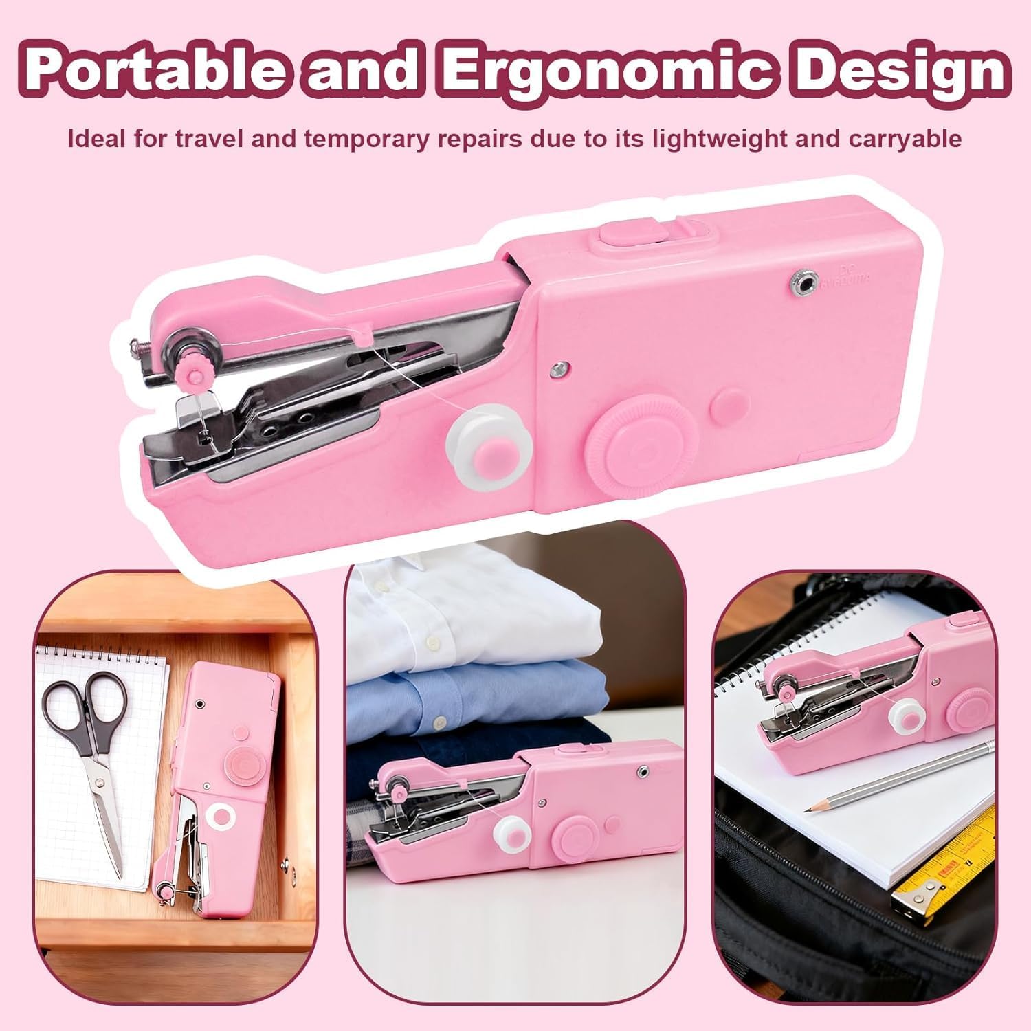 Handheld Sewing Machine, Mini Portable Handheld Sewing Machine, Hand Held Sewing Device, Easy to Use and Fast Stitching for Adults, Beginners, and Quick Home Repairs