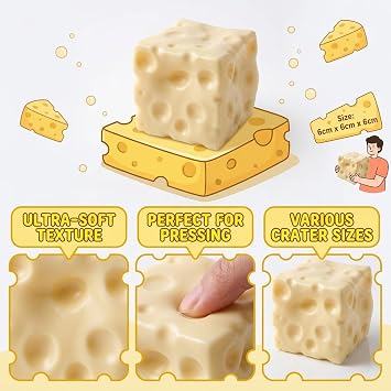 Giant Cheese Squishys Reliever, Big Cheese Squishy Slow Rebound Block, Squishys Cheeses Sensory Object, Squishy Cheeses Block Soft Item for Home Office Desk Use