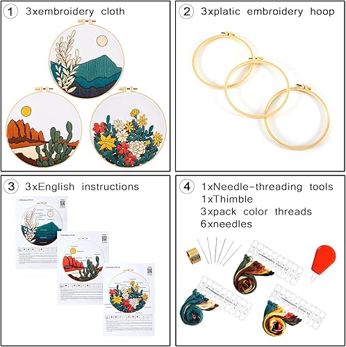 Miniatura 9 de Kit de bordado de Halloween para adultos principiantes, kit de punto de cruz estampado para adultos principiantes, kit de inicio de bordado a mano