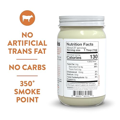 Vista 2 de Fatworks Sebo de ternera 100% alimentado con pasto, hecho artesanalmente, aprobado por WHOLE30, KETO, PALEO, 14 onzas, paquete de 2