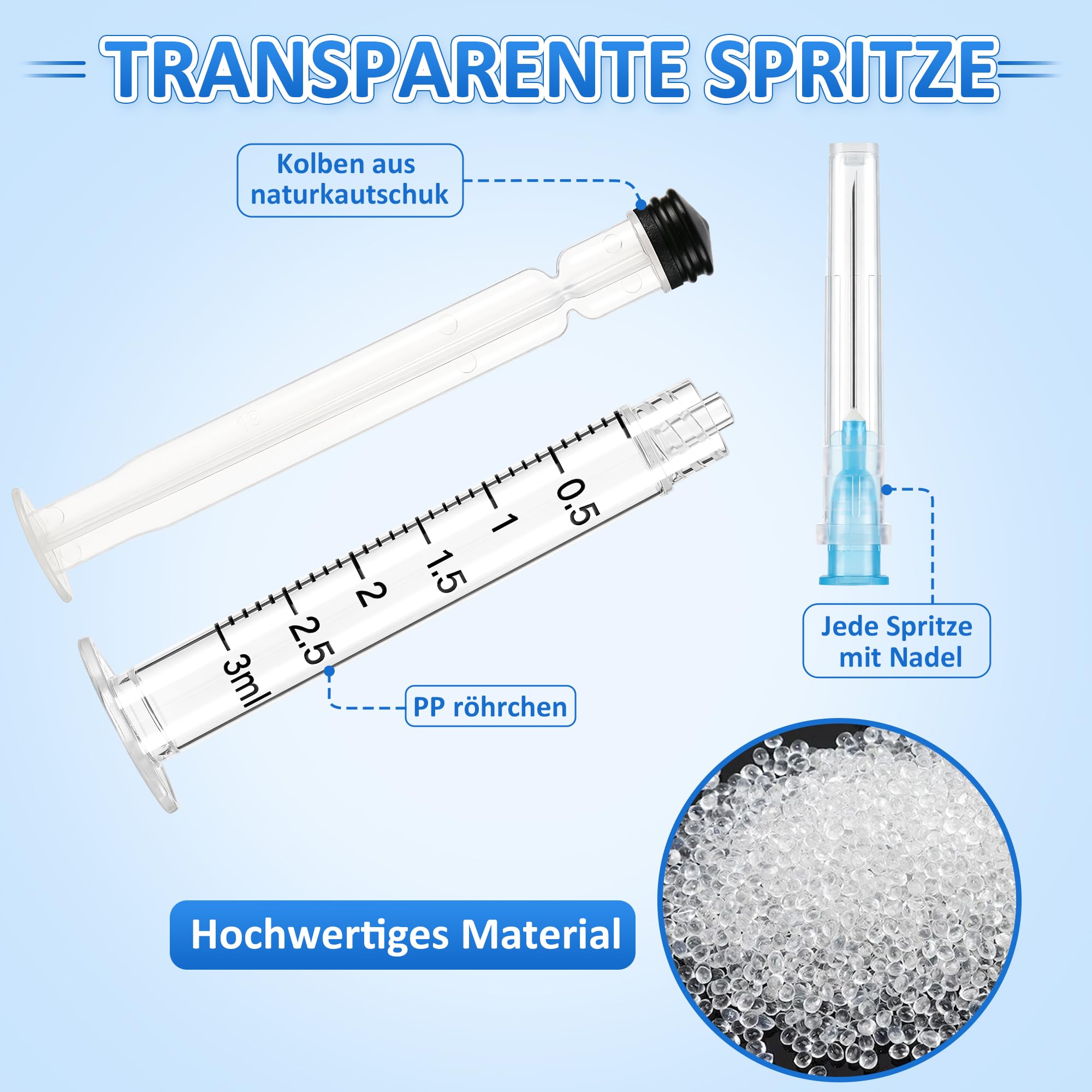 100 Stück 3ml Luer Lock Plastiktube Transferwerkzeuge für Flüssigkeiten