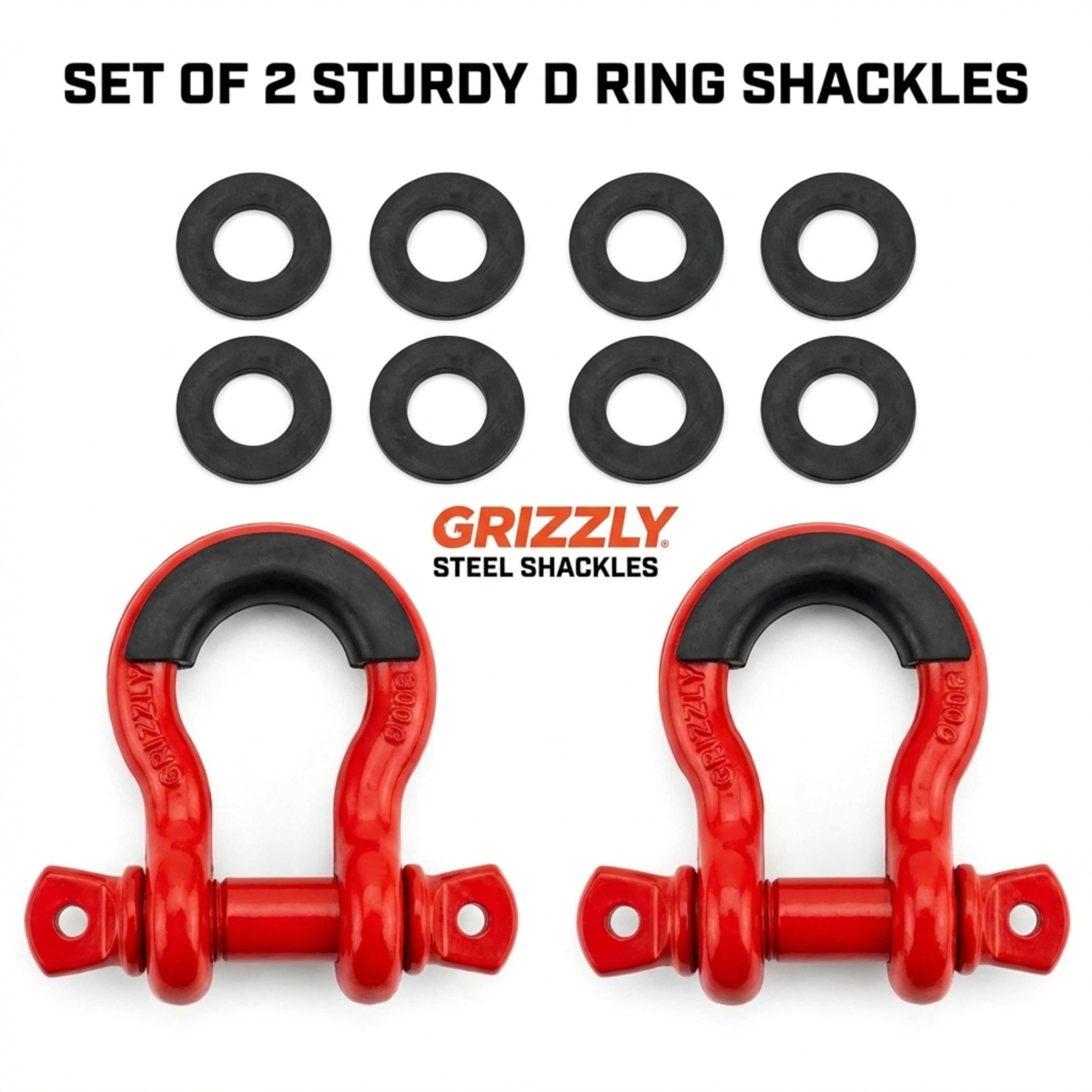 Grilletes de anillo en D, 3/4 pulgadas, paquete de 2, resistente, incluye protector de grillete y arandelas, ideal para Jeeps, ATV, camiones para usar con recuperación, remolque, correas de enganche