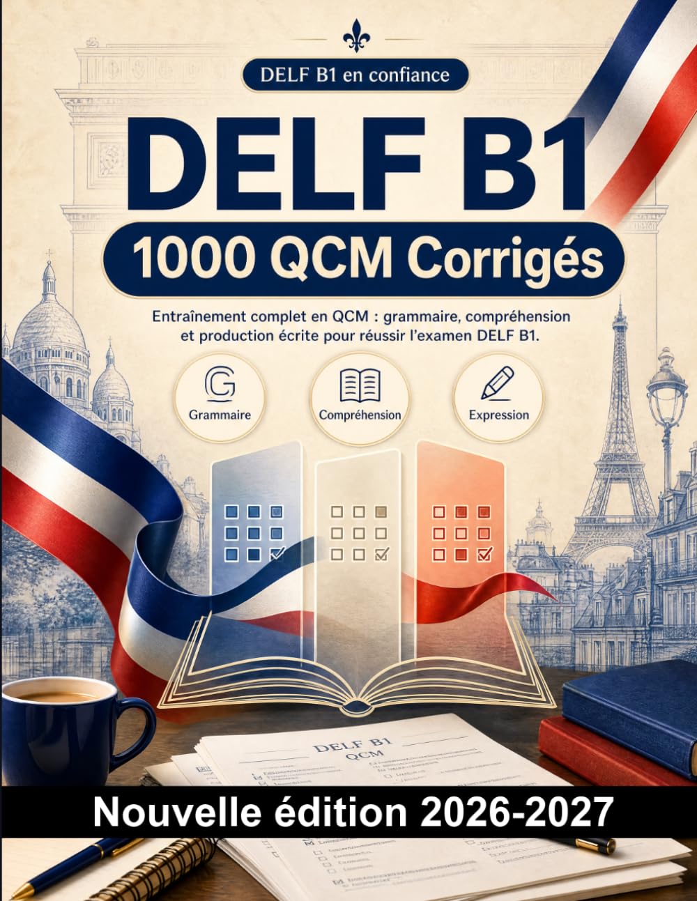 DELF B1 : 1000 QCM Corrigés: Préparation examen français : Grammaire, Compréhension écrite, Vocabulaire, Expression écrite, Orthographe et entraînement aux épreuves pour réussir