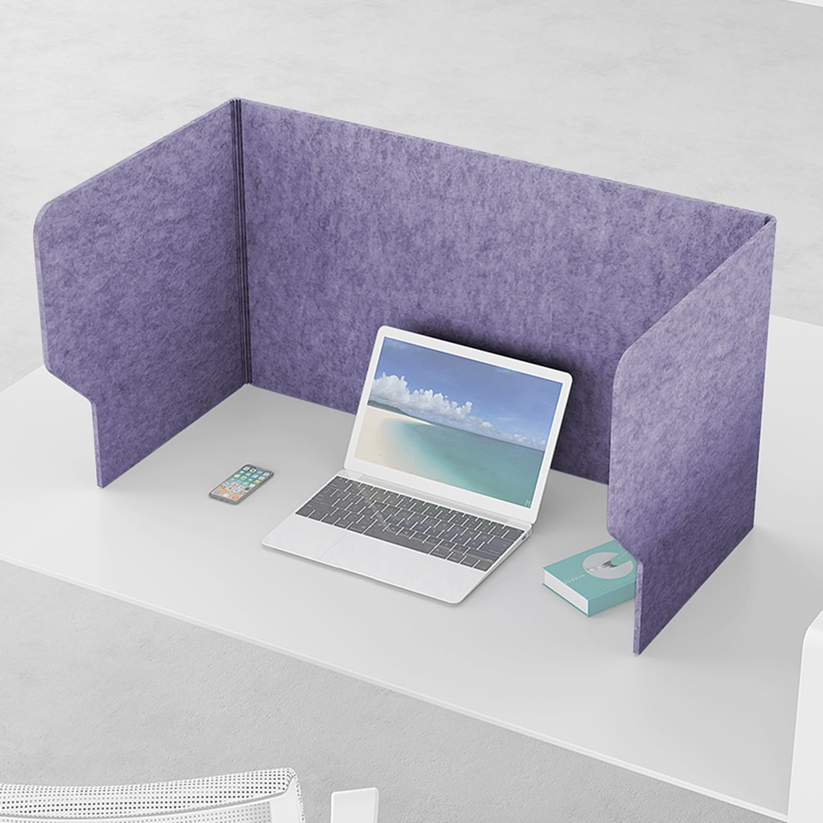 GBRJUYF Freestanding Acoustic Desk Divider, U-Shaped Soundproof, 100cm Foldable Office Partition for Workstations, Libraries, and Study Areas, Water Gray Sound Barrier