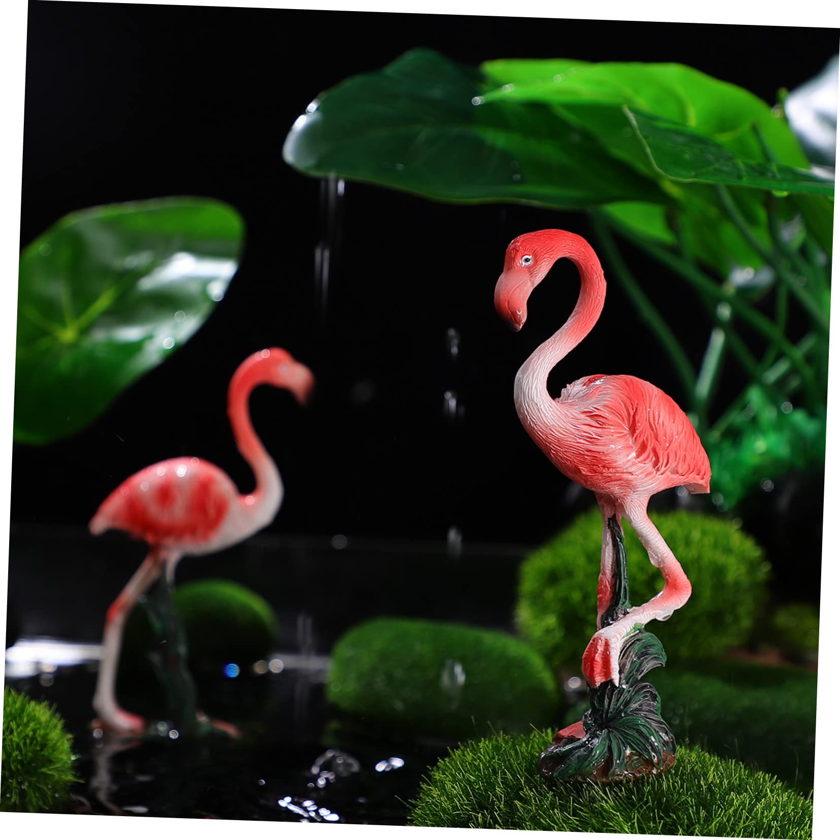 Happyyami 4kawałki Ozdobne Figurki Flamingów Szt Wysokiej Jakości Żywiczne Dekoracje Do Ogrodu Wesela i Przyjęcia Tworzące Romantyczną Atmosferę Przestrzeni Zewnętrznej