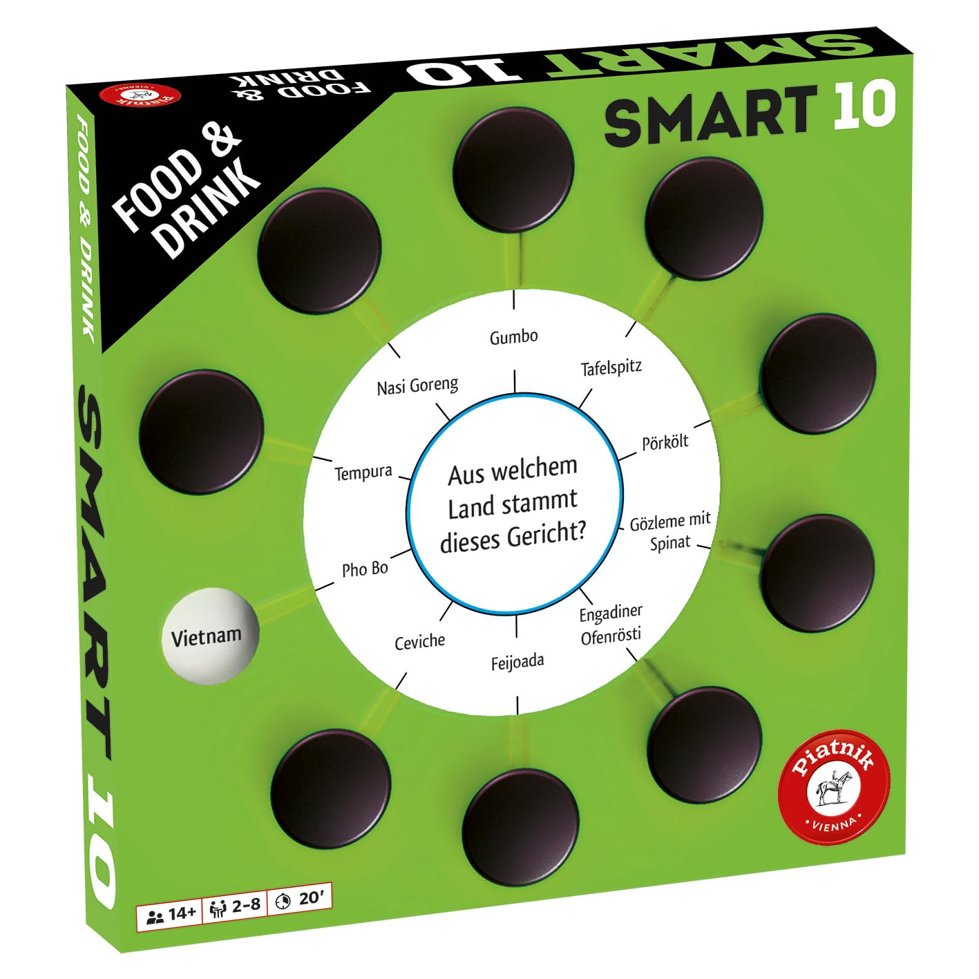 Piatnik 7192-Smart 100 New Questions | 1000 Answer Options | Playable with the Original Game Family Edition, Smart 10 Expansion 1-Food & Drink โ image 1