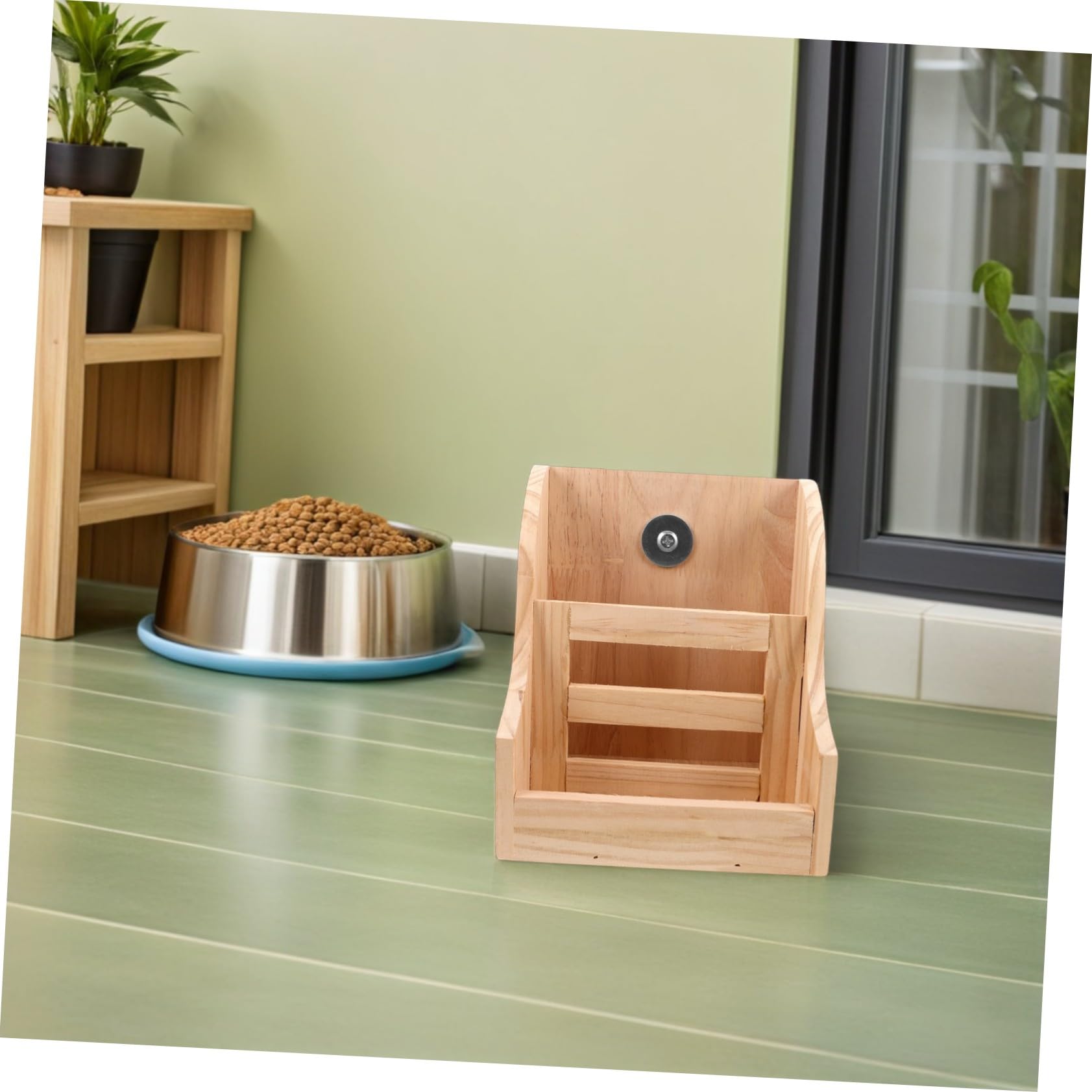 TOYANDONA Holz Heuraufe mit Napf Futterspender für Kaninchen Meerschweinchen Chinchilla Stabiles Design Fest Fixierter Heurack Natürliches Material Einfache Installation