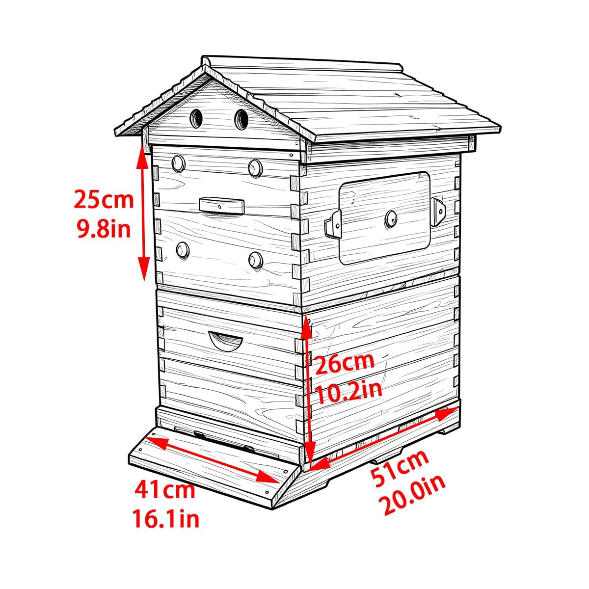 Bienenstock,Auto-Flow Bienenstock-Starterset mit Holzrahmen für die Imkerei