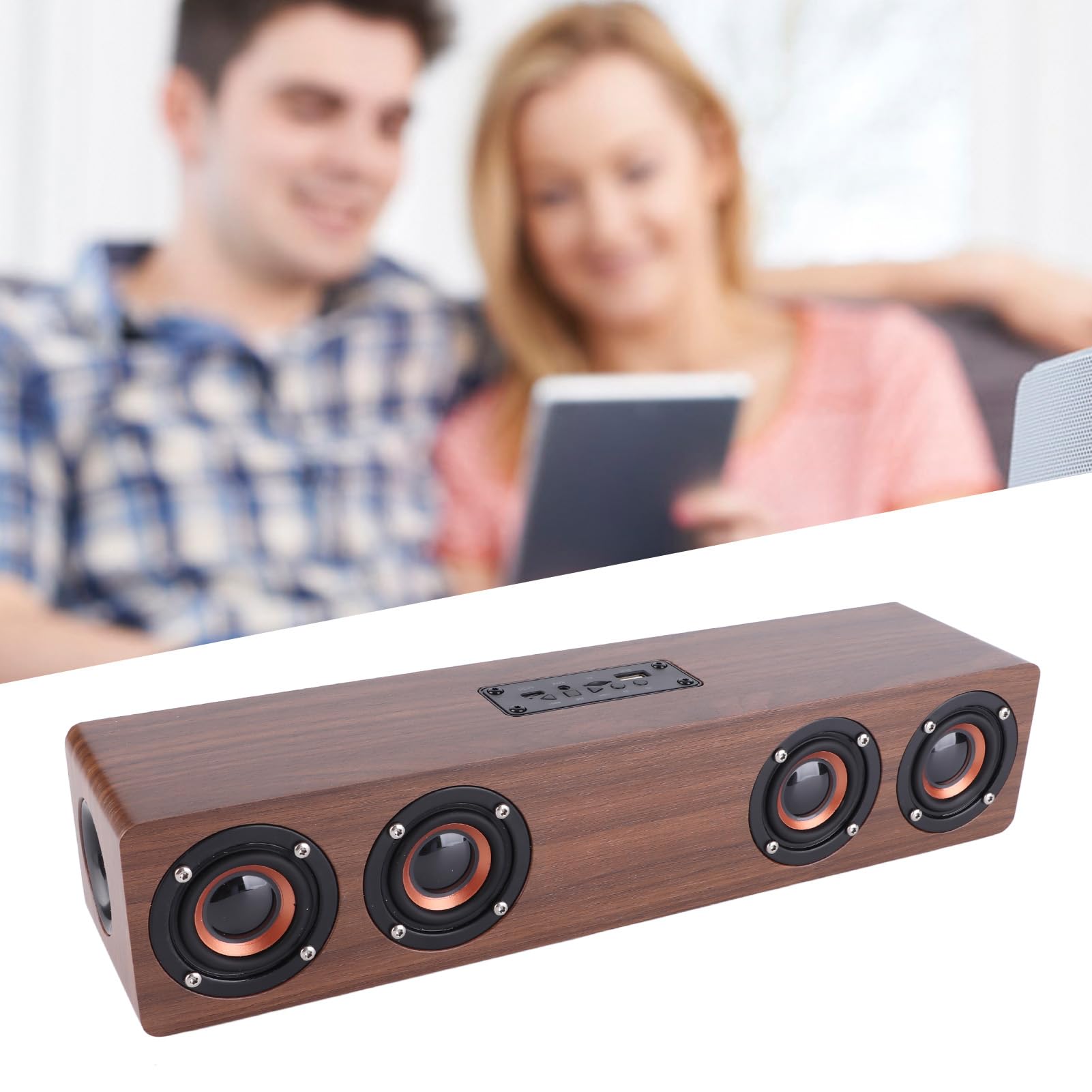 Głośnik Bluetooth Sunicon, drewniany domowy sprzęt audio Retro głośnik Bluetooth 3D głośnik surround zewnętrzny przenośny głośnik do laptopa telefon komórkowy (Brown wood grain (export))