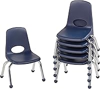 Vista 85 de Factory Direct Partners 10367-BL Silla escolar apilable de 16 pulgadas, asiento apilable para estudiantes con patas de acero cromado y rodamientos