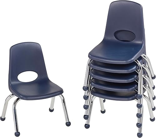 FDP Silla Escolar Apilable de 10", Asiento Apilable para Estudiantes con Patas de Acero Cromado y Deslizadores de Bola Para Aprendizaje en Casa o