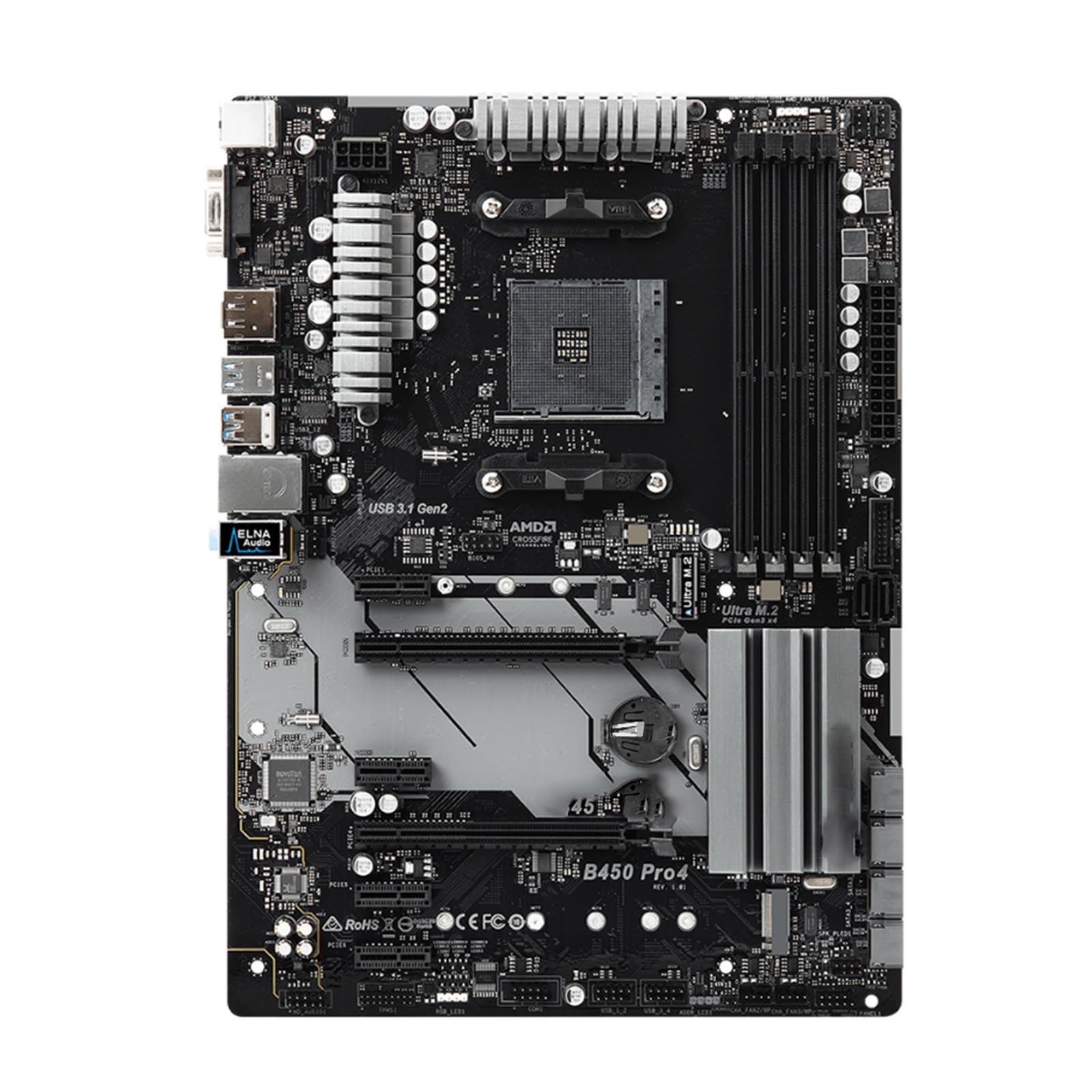 Placa Base Placa Base Fit For ASRock B450 PRO4 Compatible con 5950X 5800X3D 5700X3D R5 5600X 5600G CPU 4xDDR4 3200 MHz 128GB M.2 HDMI ARGB mATX