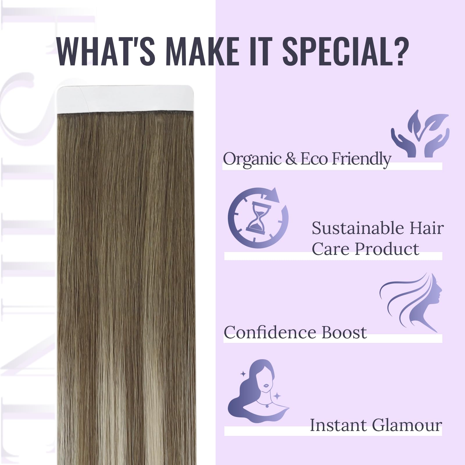 Fshine Extension Biadesive Capelli Veri Balayage Marrone A Biondo Platino Extension Adesive Invisibili 40cm 50g 20pcs Brasiliani Extension Adesive Capelli Umani Veri #6606