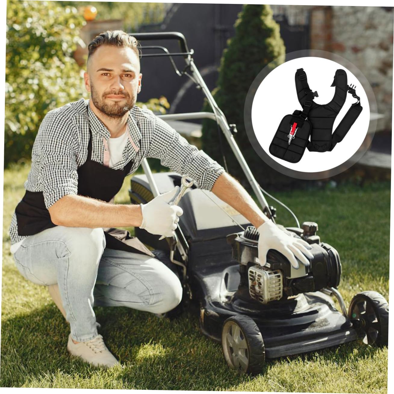 Luxshiny Cinghia per Decespugliatore Regolabile Spalline Imbottite per Comfort Cintura per Tosaerba Accessorio per Giardinaggio per Professionale