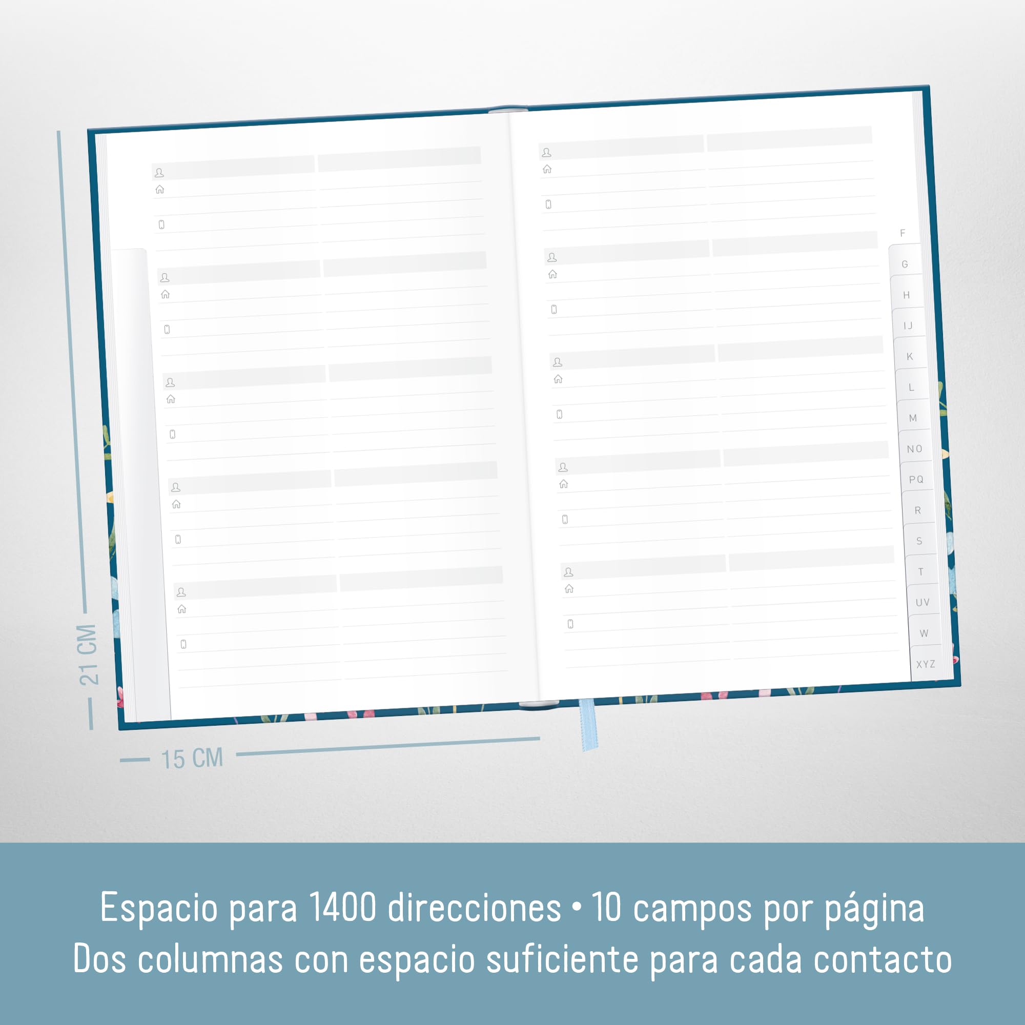 paper&you® Agenda A5 con índice A-Z [Happy Flower] para contactos, cumpleaños y contraseñas - sostenible y respetuosa con el clima
