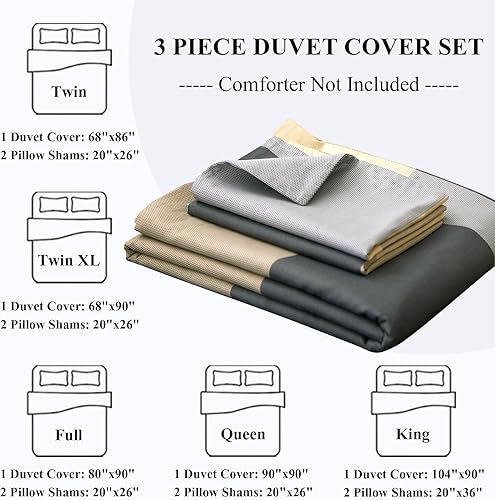 Miniatura 6 de Juego de funda de edredón a cuadros de algodón, tamaño Queen, moderno, reversible, calidad de hotel, cierre de cremallera, colección de ropa de cama