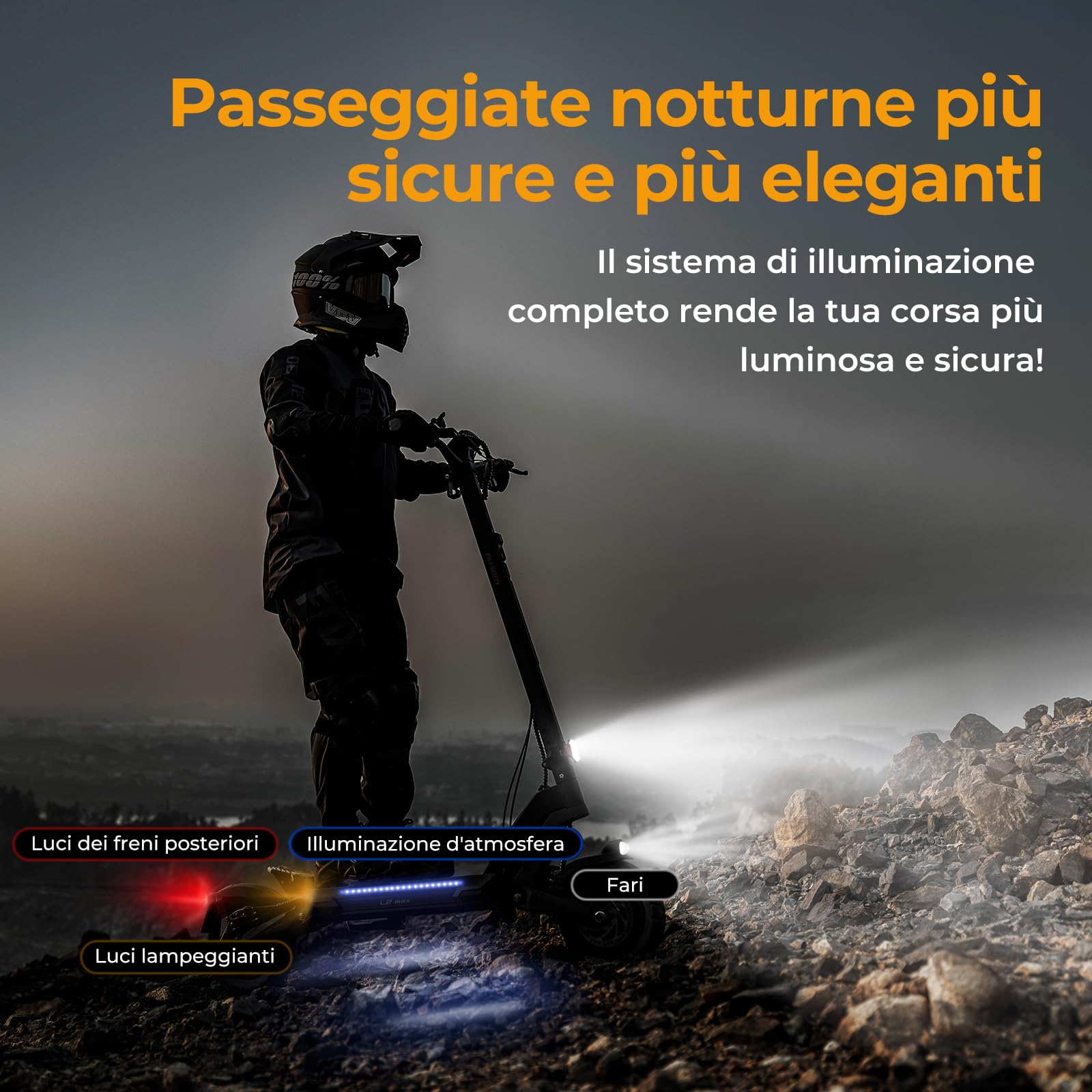 Monopattino Elettrico Ausom L2 Max Dual Motor, Batteria 48V 20.8Ah, Resistenza fino a 90 km, Pneumatici Da 10x3.0 Pollici, Monopattino Elettrico Adulto Pieghevole