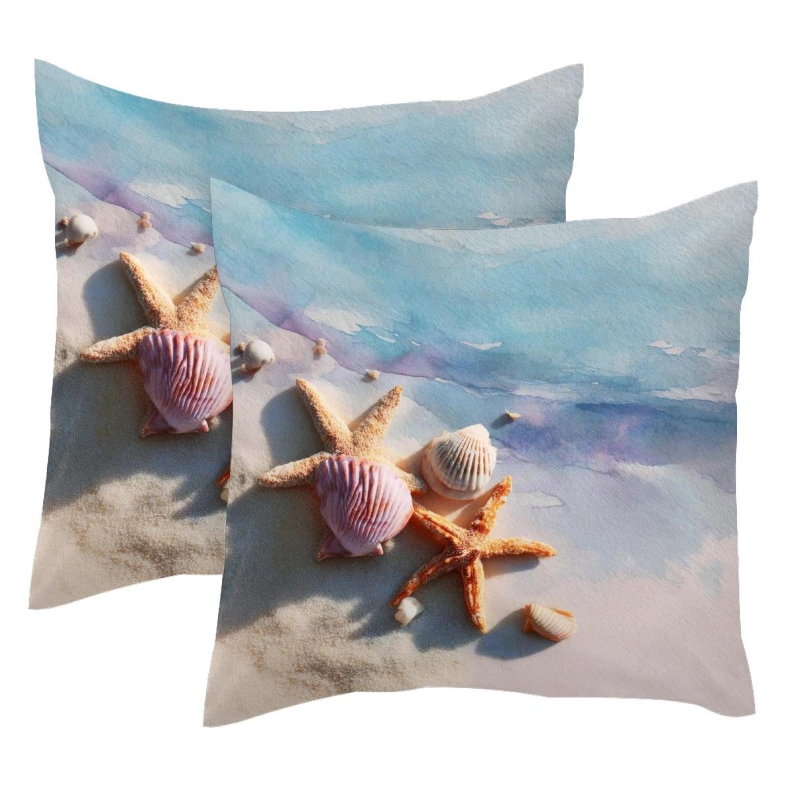 Cojines de estrellas de mar 50x50 fundas de terciopelo suave juego de 2 piezas decorativas de sofá