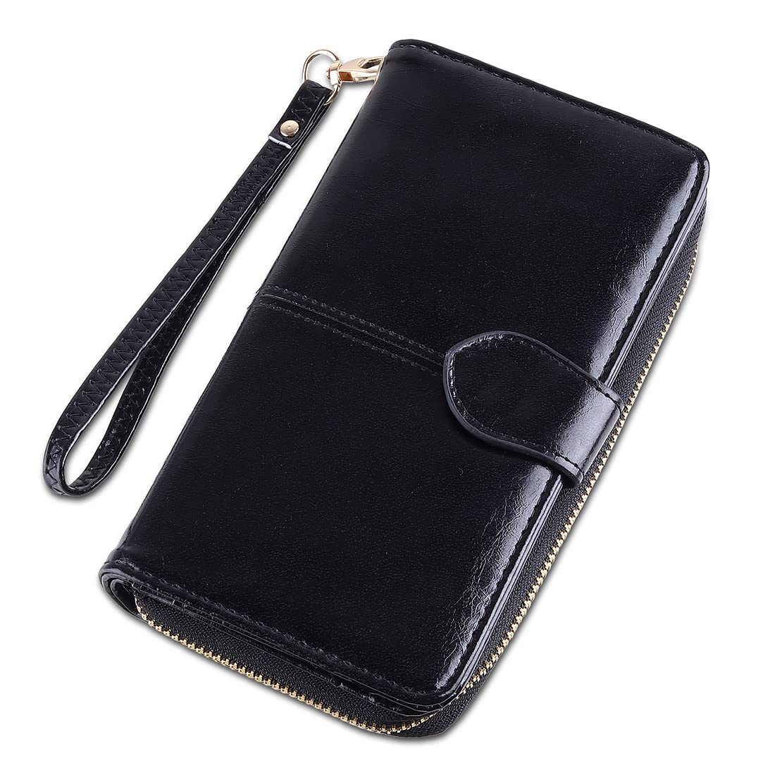 Stealodeal Zipper Wallet PU Leather Clutch Womens Wristlet (Black) (B09GPKF75H) Amazon Price History, Amazon Price Tracker