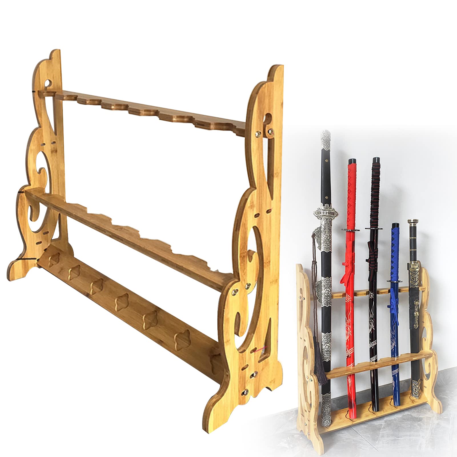 Rastrelliere Per Armi Da Esposizione Da Pavimento - Supporto Verticale Per Katana | Espositore Per Spade Samurai Da 1 A 9 Livelli Espositore Per Spade Wakizashi Appendiabiti Per Spade, Canna Da Pesca