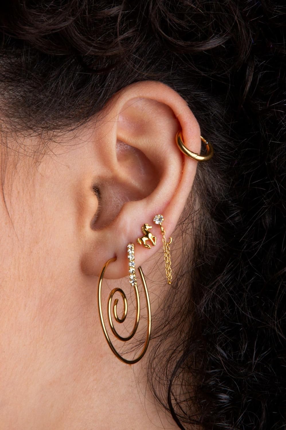 14-20GA ステンレススチール スモールスパイラルコイルフープピアス ペアで販売