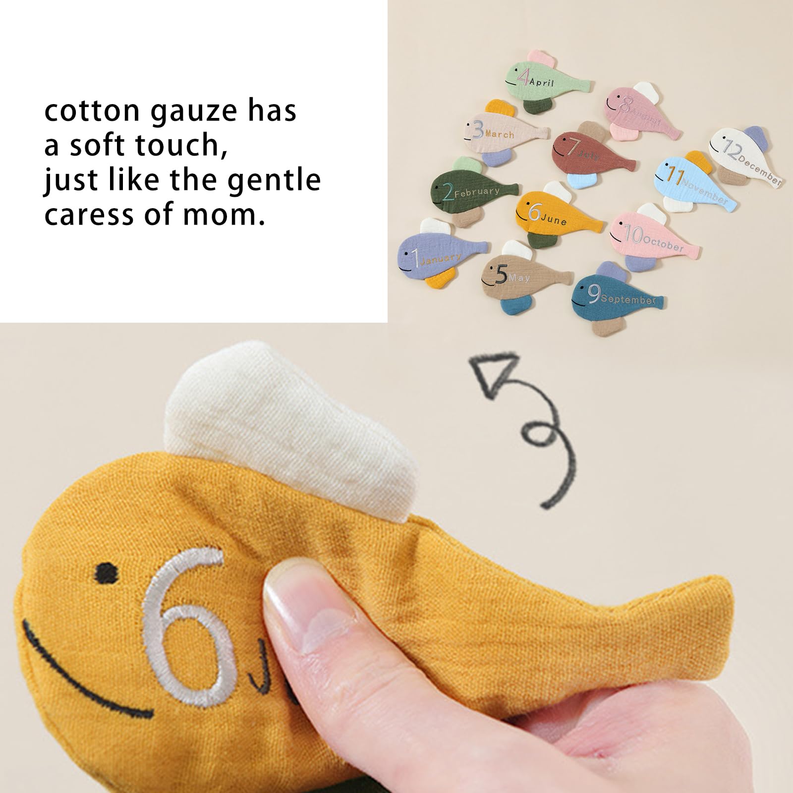 Baby Milestones Card Cotone Giocattolo Adorabile Mese Nascita E Oggetti Scena Per I Fotografici Bel Regalo Souvenir.