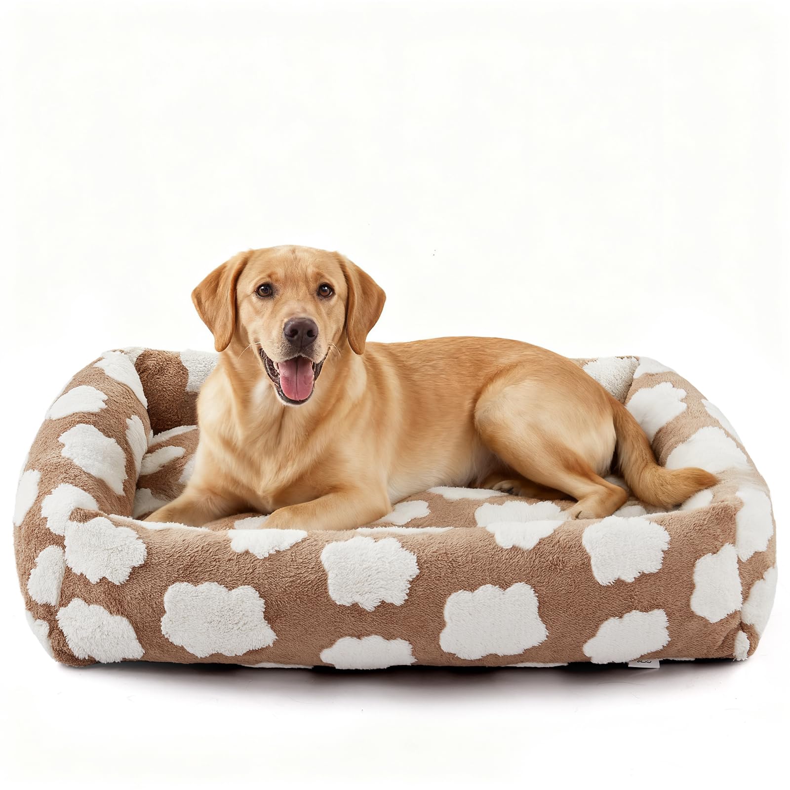 JOEJOY XL Dog Beds Large Sized Dog, Rectangle Washable Orthopedic Pet Bed with Removable Zipper Cover, Cute Soft Calming Puppy Pet Bed with Jacquard Shaggy Plush & Non Skid Bottom