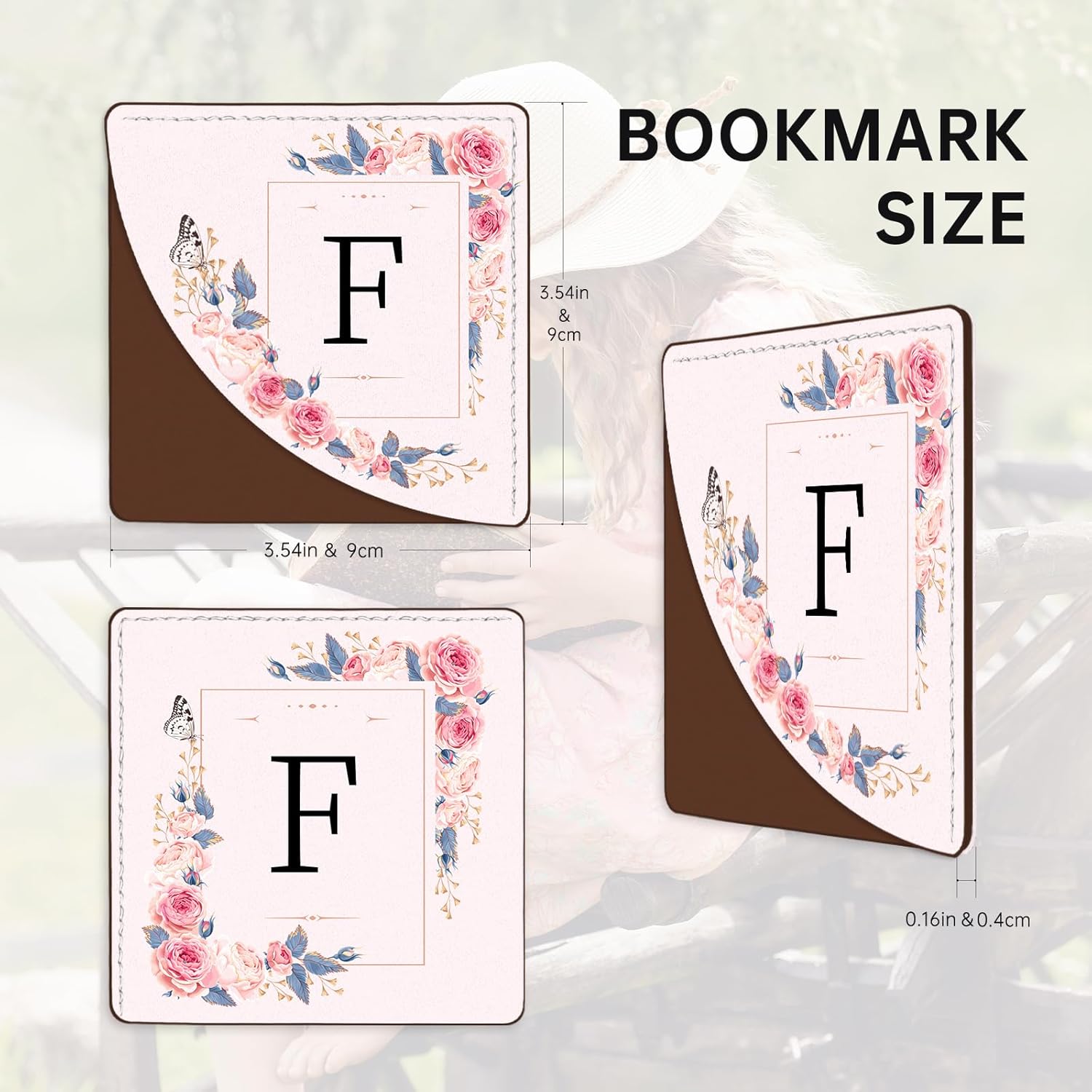 2 Pack A-Z Leather Book Corner Bookmark, Durable Handmade Reading Accessories - Gifts for Readers, Women, Men, Teachers, Students F - Image 3