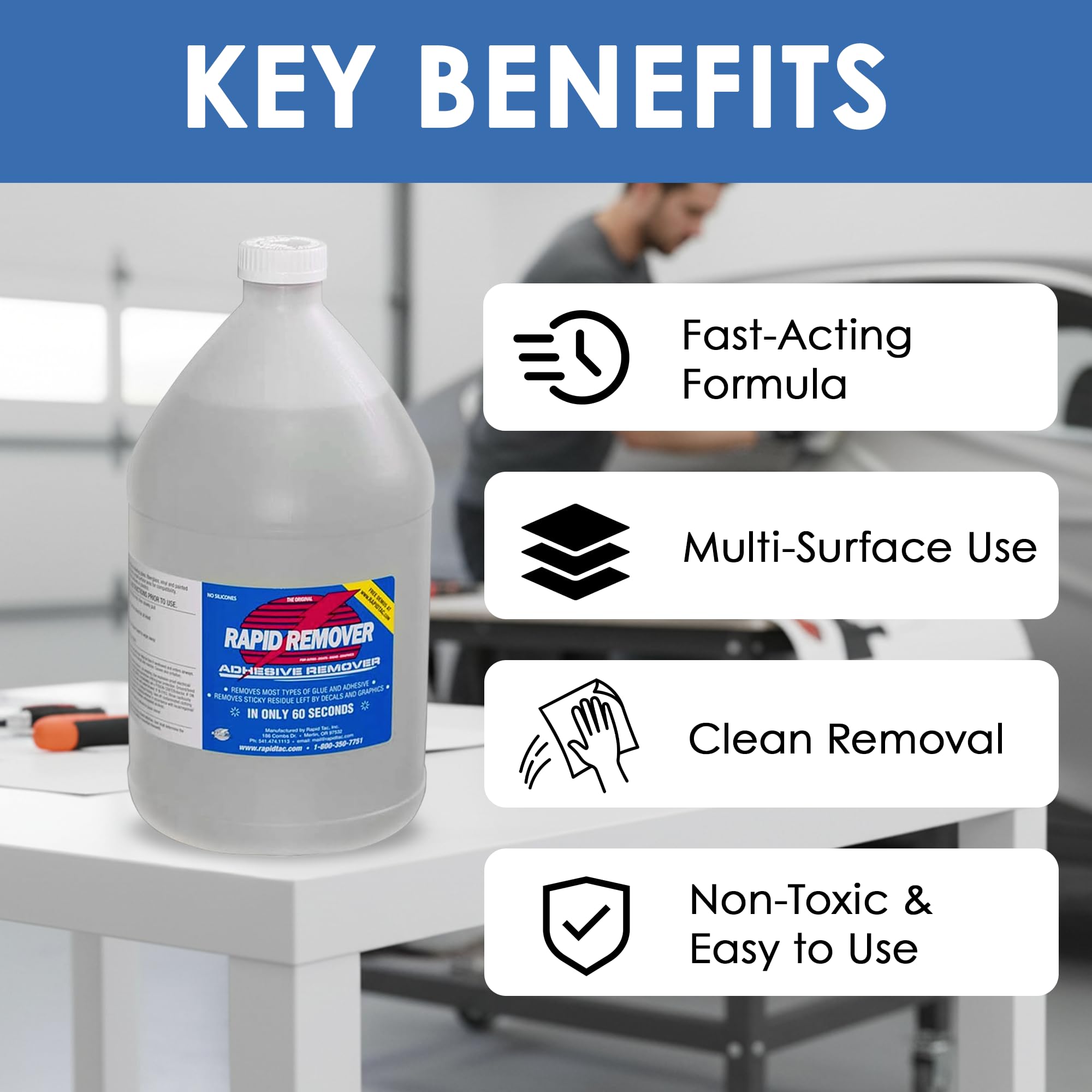 Rapid Remover Adhesive Remover 128 oz 1 Gallon Removes Most Adhesives in 30 60 Seconds Safe Water-Soluble Formula — view 3