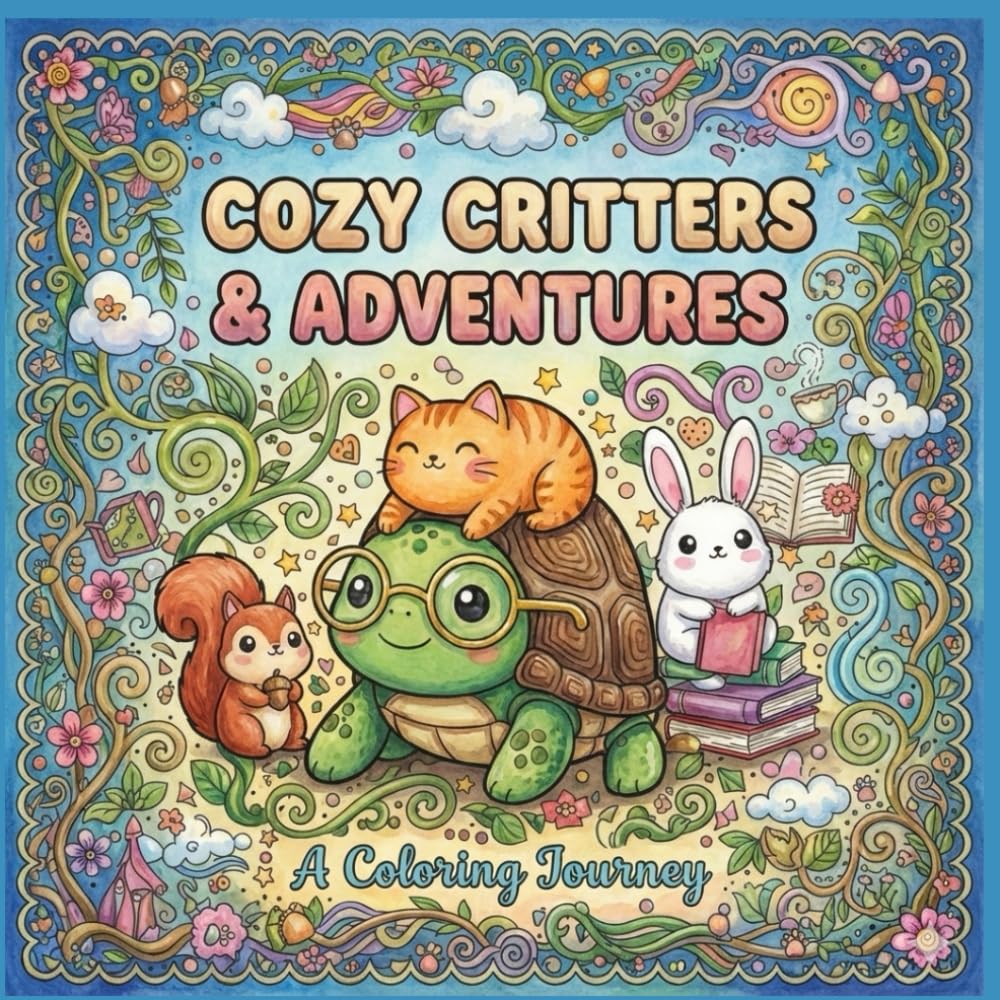 Cozy Critters and Adventures: Coloring Book for Adults and Teens Featuring Adorable Creatures in Cozy fun Moments for Relaxation (Cozy Critters Coloring)
