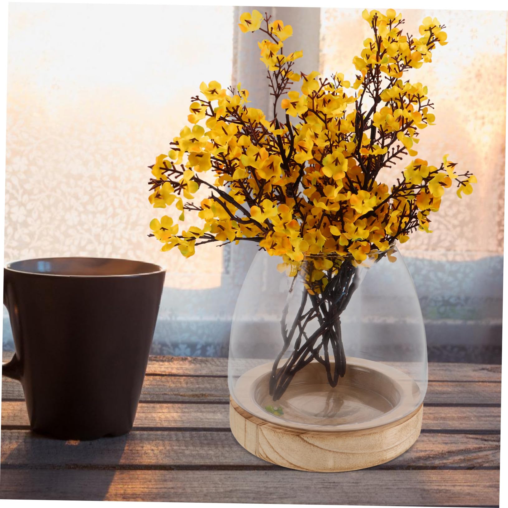 POPETPOP Vase Hydroponique Verre avec Base Petit Bocal Décoratif pour Plantes Intérieur Terrarium Compact et Portable pour Table et Bureau