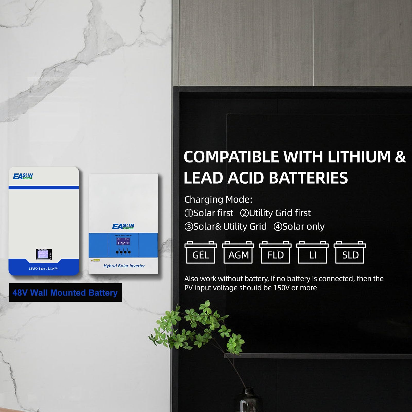 POWLAND Inversor Híbrido de 6200 W, 48 V, Onda Sinusoidal Pura Independiente de la Red, CC a CA 230 V, Máximo PV 60-500 VDC, para Baterías de Plomo y Litio, Con Módulo WiFi