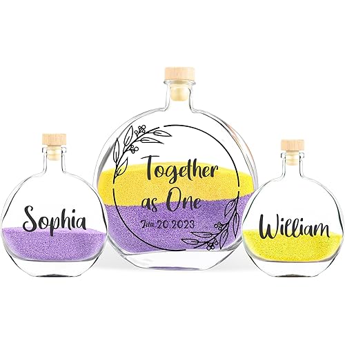 OGRAFF Personalised Wedding Sand Ceremony Sets,Glass Sand Storage Bottle,Clear Sand Ceremony Kit,Handmade Decorative Keepsake Jar Vase Party Gift for Family,Bride and Groom