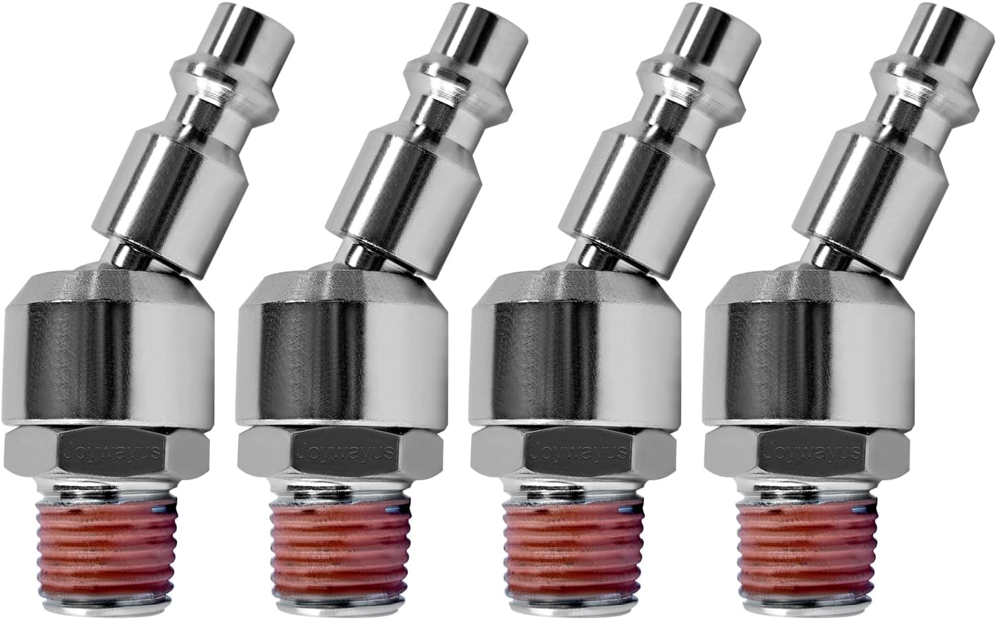 Joywayus 4PCS 1/4" NPT Male Thread Air Plug Pre-coated Sealant Industrial Swivel Coupler Steel Chrome Plating Construction