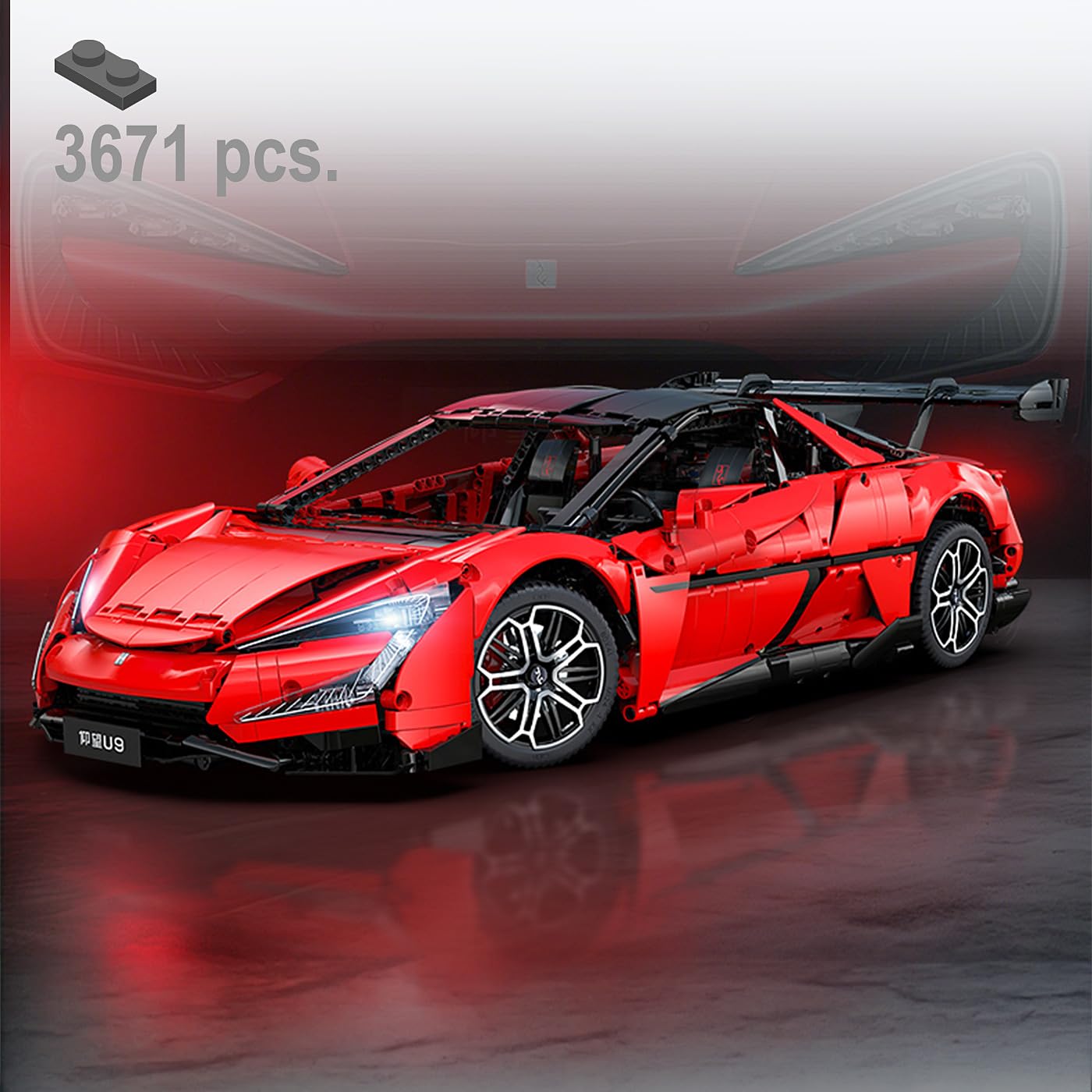 JAMARA 402924 CADA YangWang U9 1:8 rosso 2,4 GHz mattoncini RC per auto da corsa, modellino di auto sportive, telecomandato, controllo tramite app