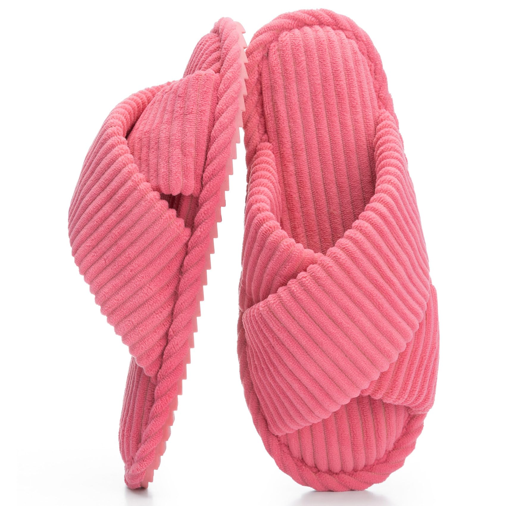 GOEWY Pantofole Donna con Memory Foam, Ciabatte in Velluto a Coste per Casa, Punta Aperta e Fiocco Incrociato, Suola Antiscivolo. Regalo Comodo e Alla Moda per Lei