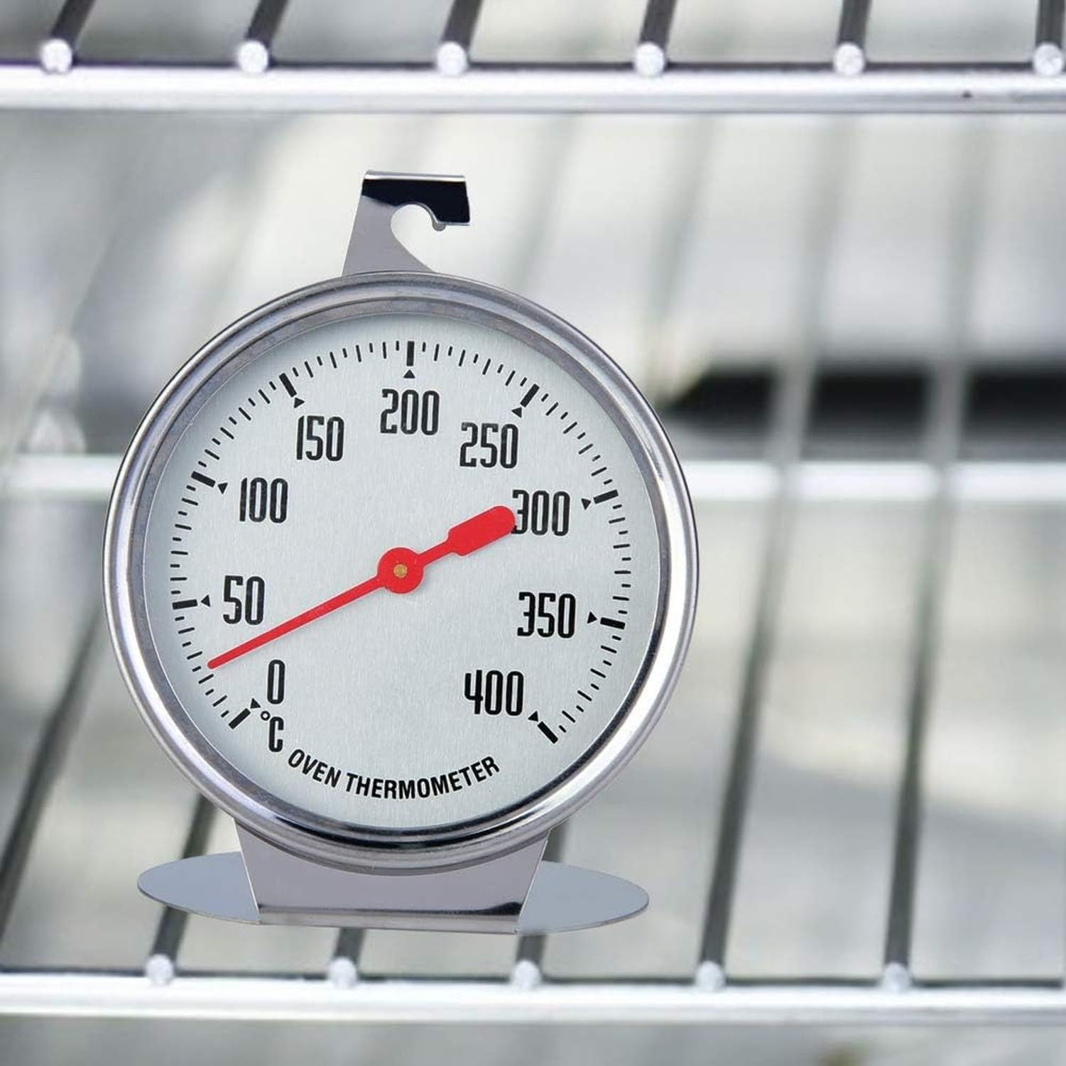 Termometro da Forno in Acciaio Inox, Termometro a Quadrante con Supporto da Appoggio, Misura Temperatura 0~400℃ per Cucina, BBQ, Cottura al Forno