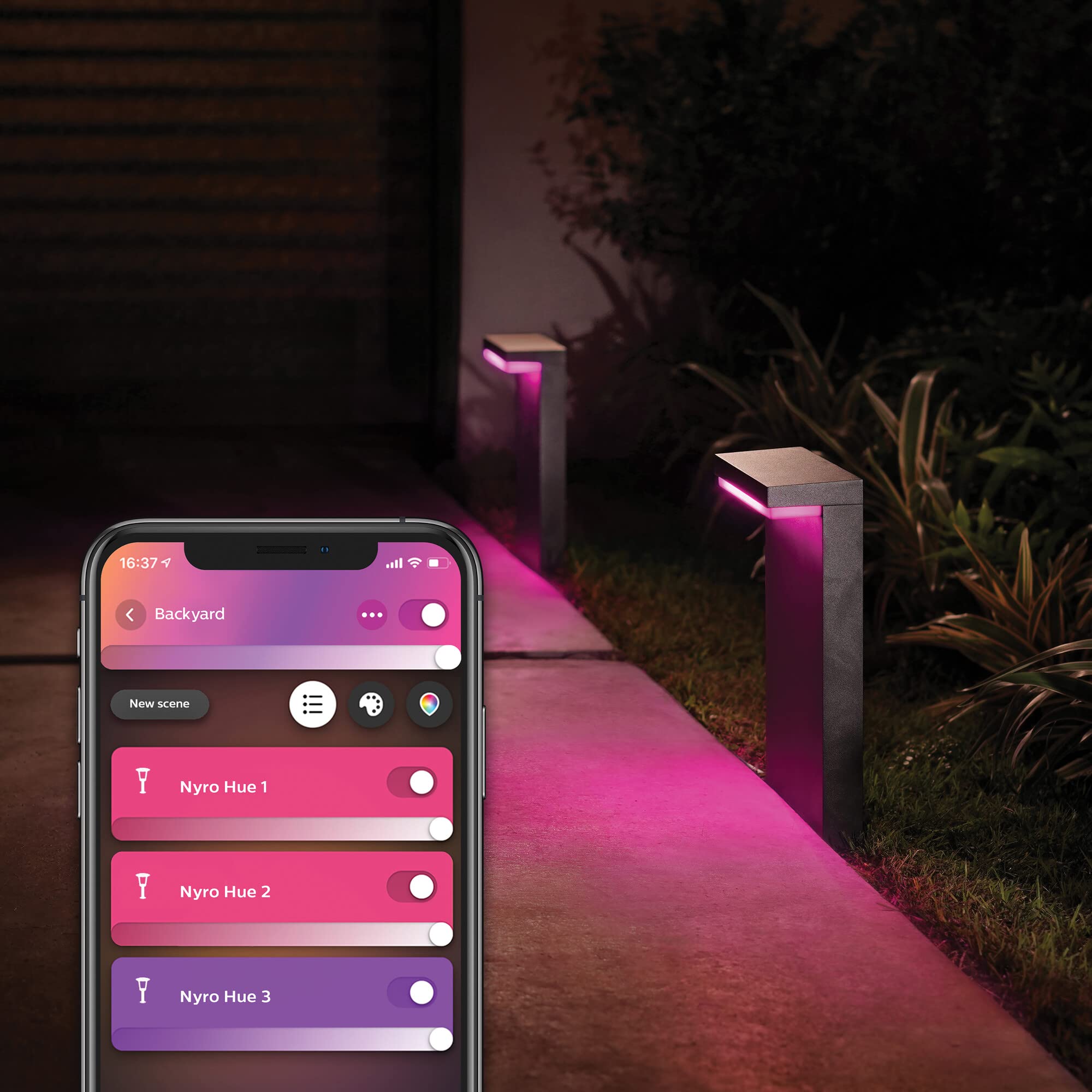 Philips Hue White&Color Ambiance Nyro, Lampada da Terra LED Smart da esterno, 16 Milioni di Colori, Nero