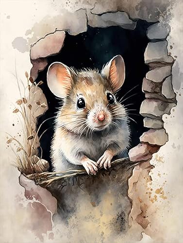 Kits de pintura de diamantes 5D DIY para adultos, pequeño ratón, bordado de punto de cruz, pinturas de diamantes de imitación de cristal, imágenes,