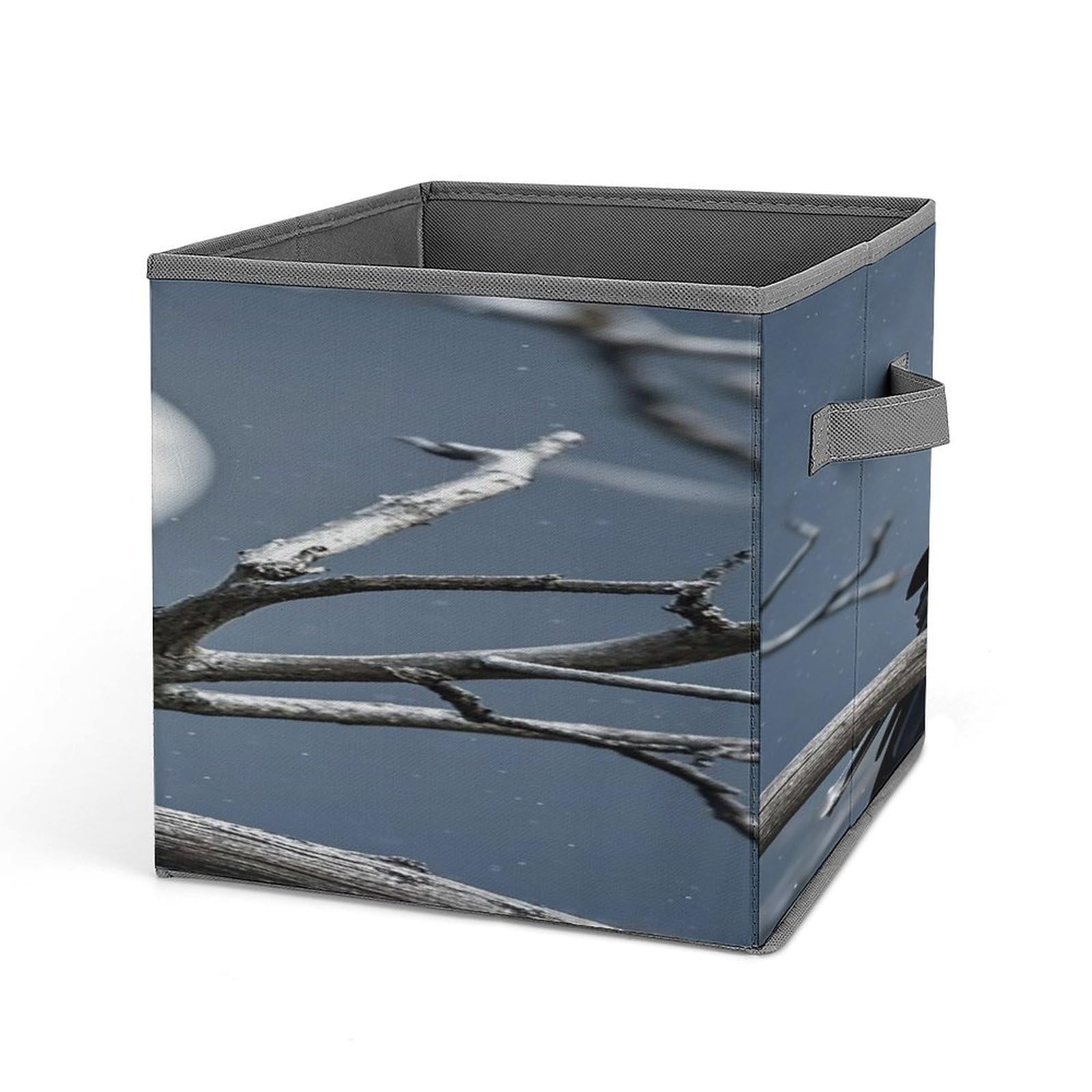 FekiLoot Night Crow Folding Storage Bins with Handles Large Fabric Storage Cube Storage Organizer Heavy Duty Closet Organizer Sturdy Collapsible Bin Foldable Baskets