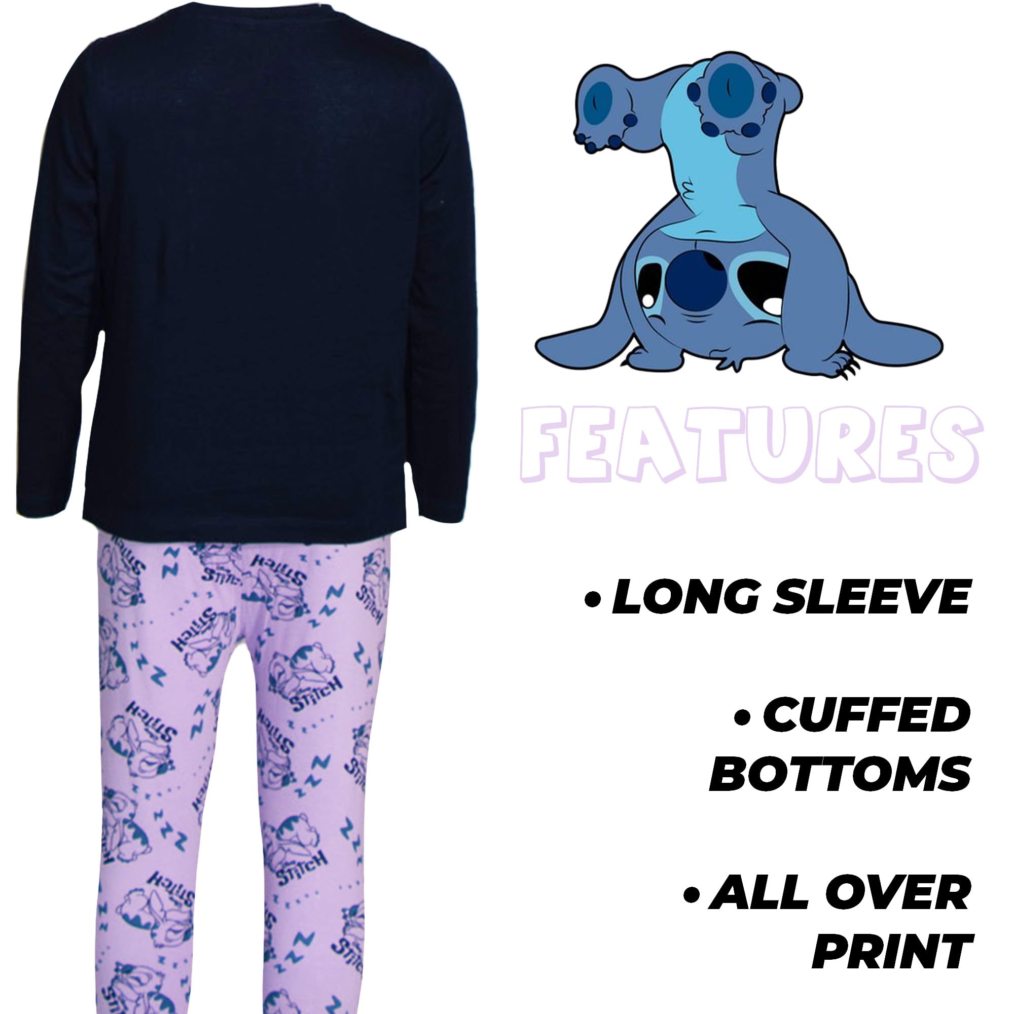Disney Stitch - Conjunto de pijama para niños, tallas de 13 a 14 años, Diseño de puntada, 13-14 años