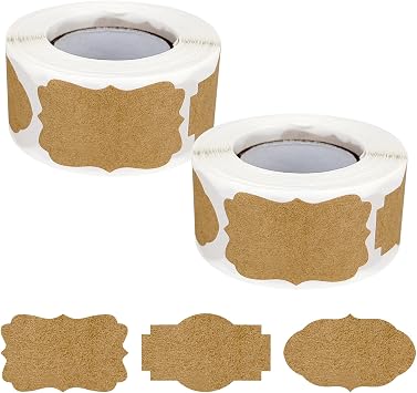 600 Pcs Kraft Tags Stickers, Label Stickers, Brown Self-Adhesive Name Tags for Christmas, Presents, Jars, Bottles Brown, 600 Pcs