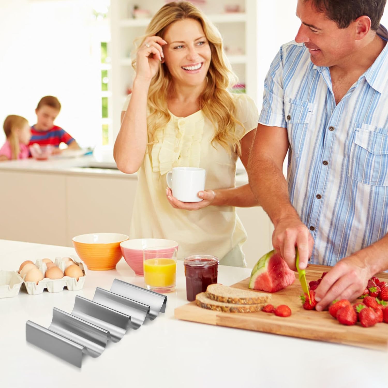 304 Stainless Steel Taco Holder Handles Silver Wavy Taco Stand for Family Parties, Camping, Hot Dogs, Sandwiches, Pancakes