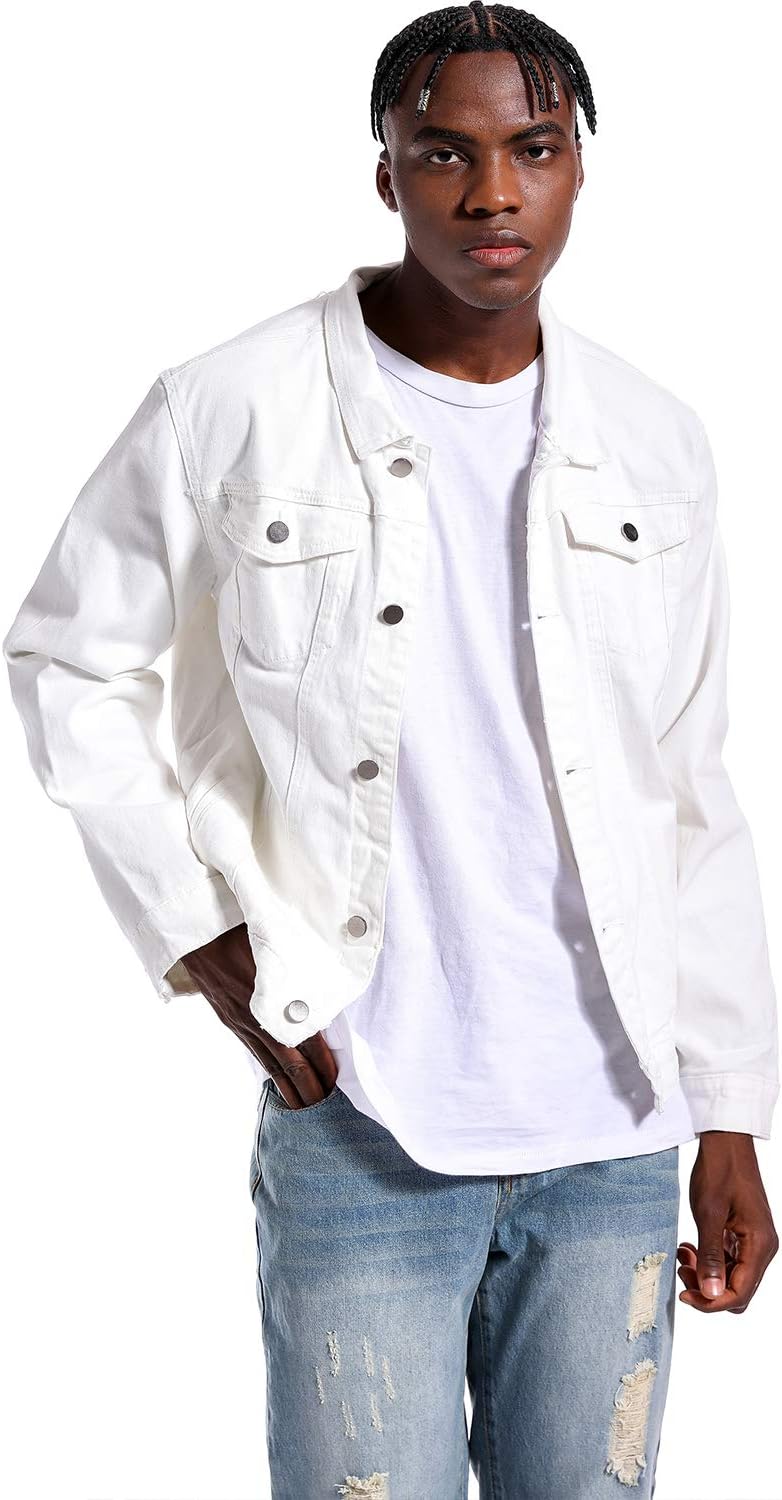 LAMKUKU Mens Denim Jacket Ripped Slim Jean Jacket Coat for Men - Image 2